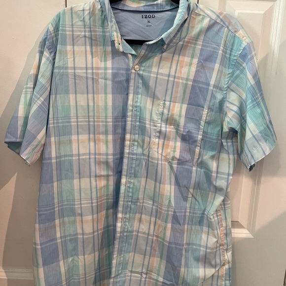 Izod Blue and Green Plaid Shirt - Picture 2 of 5